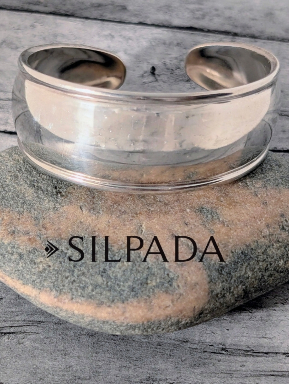 Silpada Vintage Retired Sterling Silver .925 Signed Round Edge Cuff Bracelet